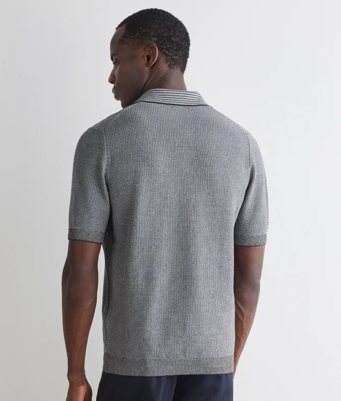 Polo a righe in cotone e lino