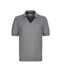 Polo a righe in cotone e lino