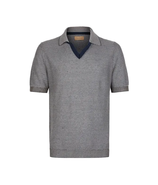 Polo a righe in cotone e lino