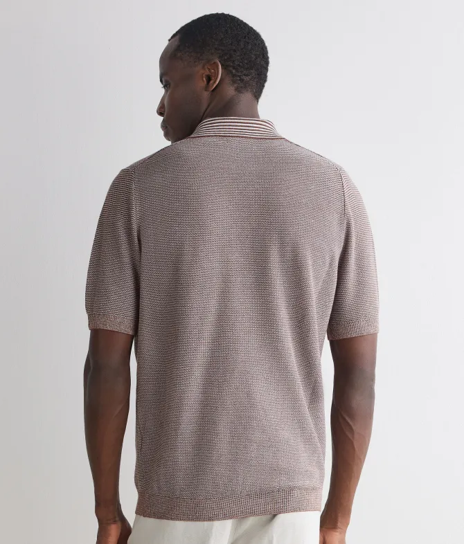Polo a righe in cotone e lino