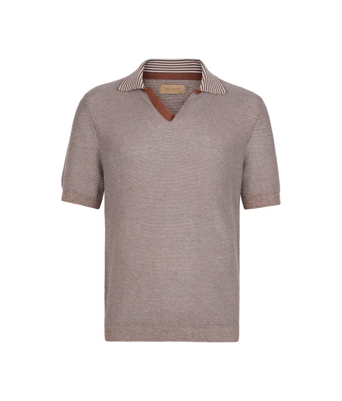 Polo a righe in cotone e lino