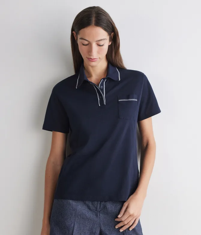 Polo piquet in cotone e seta