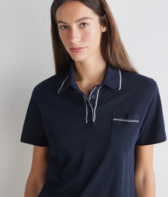 Polo piquet in cotone e seta
