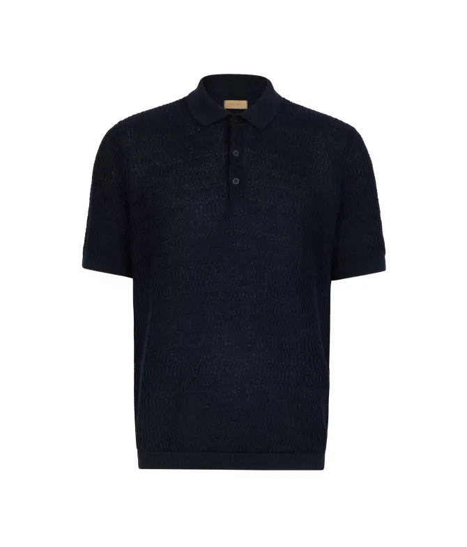 Polo punto mosso in cotone e lino