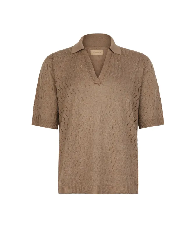 Polo punto onda in lino cotone