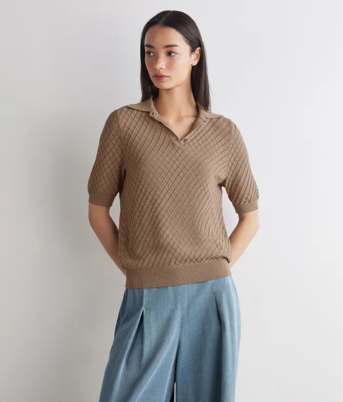 Polo punto rombo in cotone