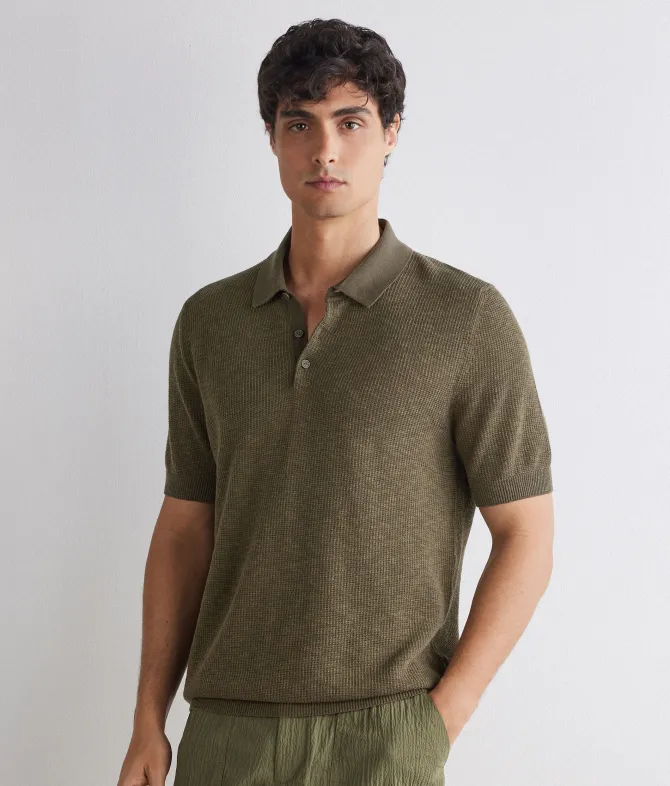 Polo punto waffle in cotone