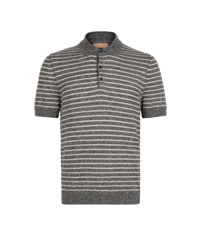 Polo rigata in cotone lino