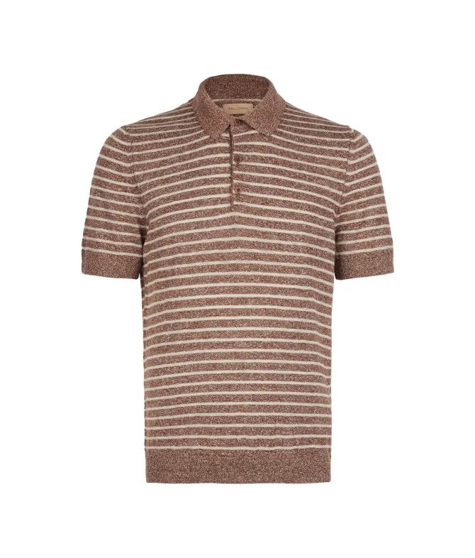 Polo rigata in cotone lino