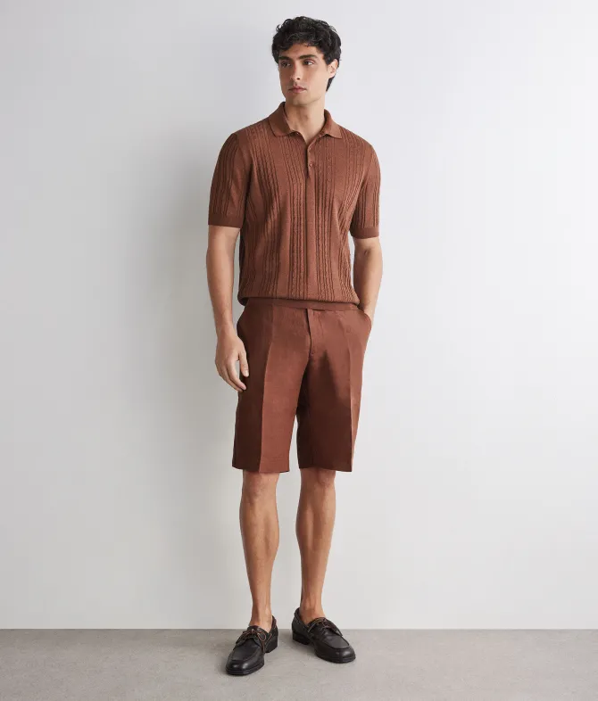 Polo trecce coste in lino e cotone