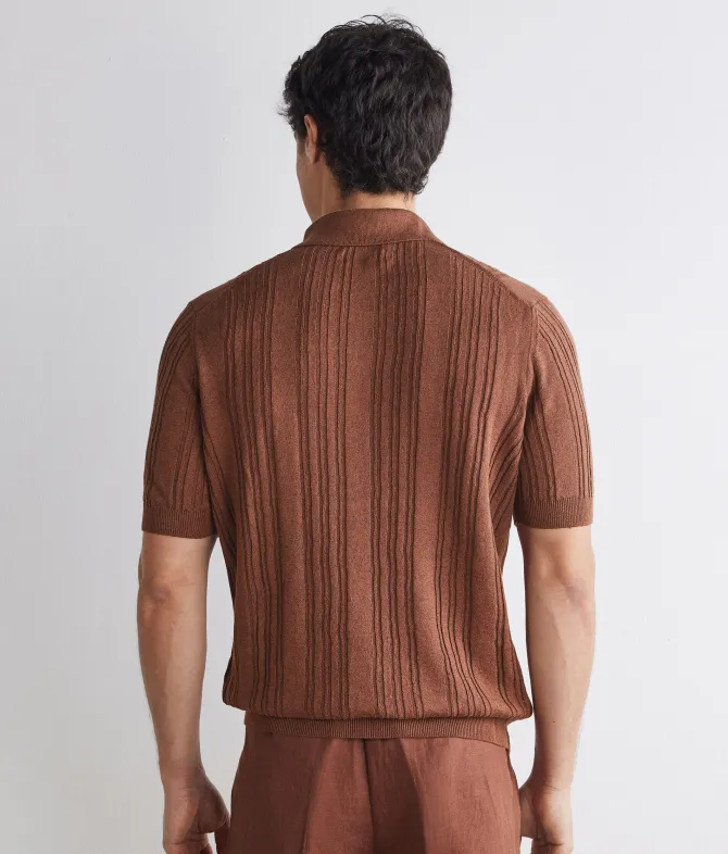 Polo trecce coste in lino e cotone