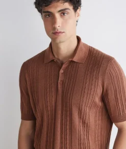 Polo trecce coste in lino e cotone