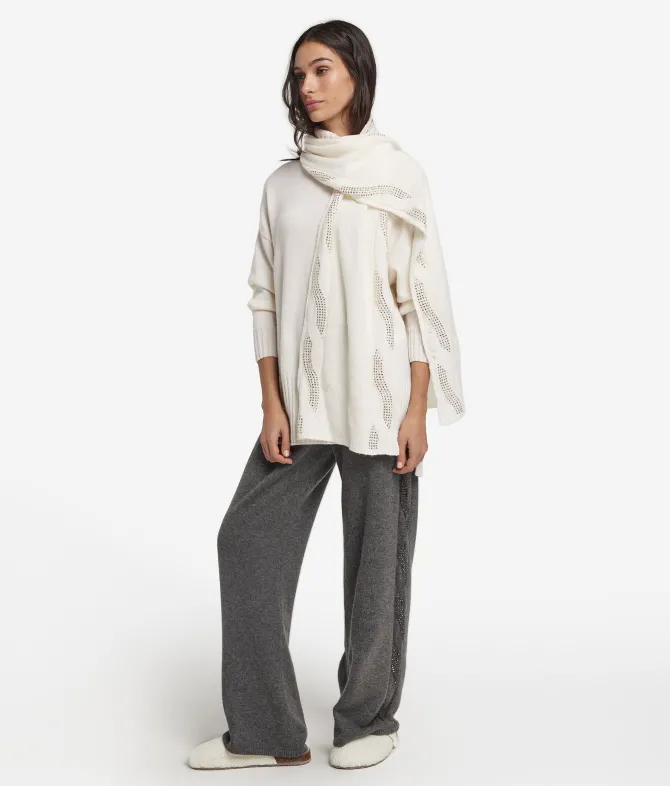 Sciarpa con trecce e strass in Cashmere Ultrasoft