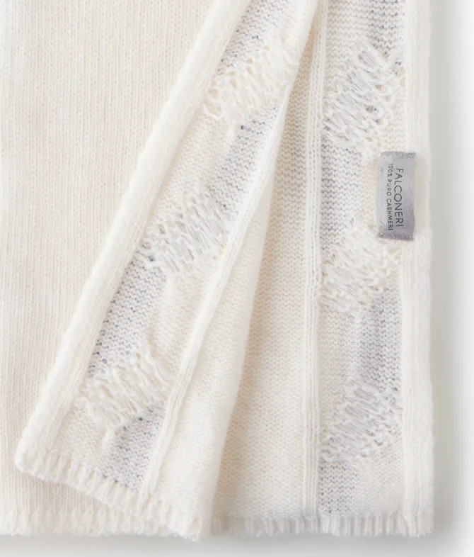 Sciarpa con trecce e strass in Cashmere Ultrasoft