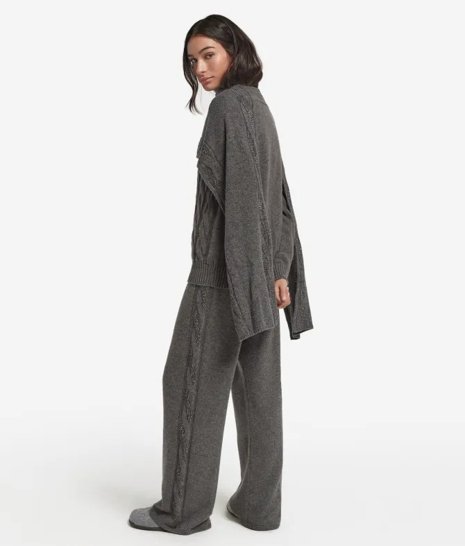 Sciarpa con trecce e strass in Cashmere Ultrasoft