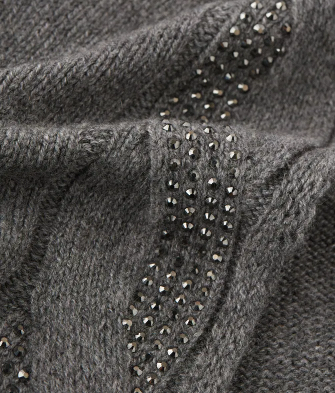 Sciarpa con trecce e strass in Cashmere Ultrasoft