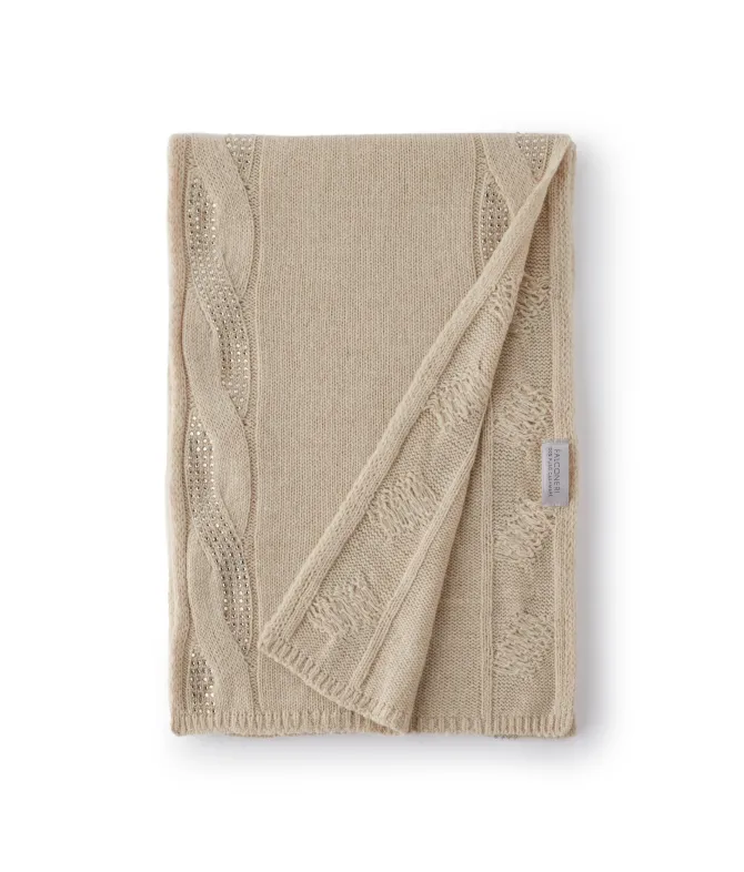 Sciarpa con trecce e strass in Cashmere Ultrasoft