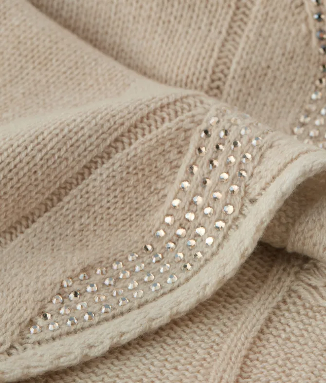 Sciarpa con trecce e strass in Cashmere Ultrasoft
