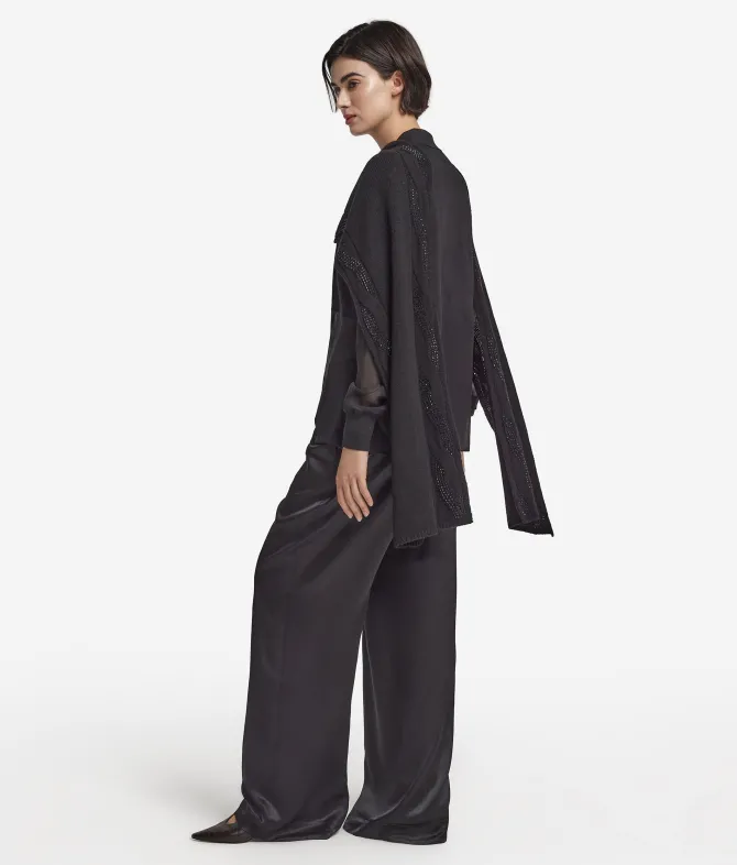 Sciarpa con trecce e strass in Cashmere Ultrasoft