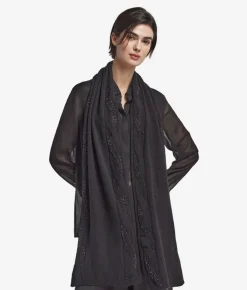 Sciarpa con trecce e strass in Cashmere Ultrasoft