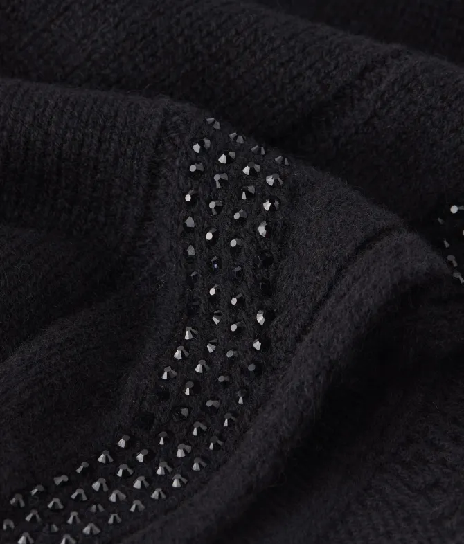 Sciarpa con trecce e strass in Cashmere Ultrasoft