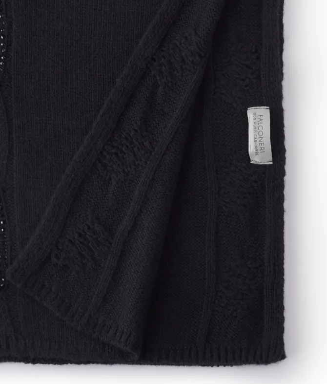 Sciarpa con trecce e strass in Cashmere Ultrasoft
