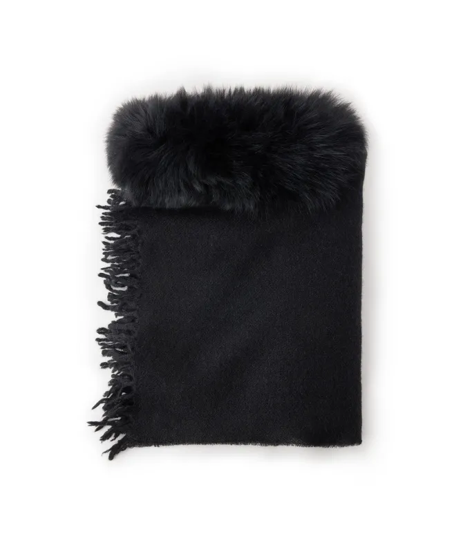 Sciarpa in cashmere con pelliccia