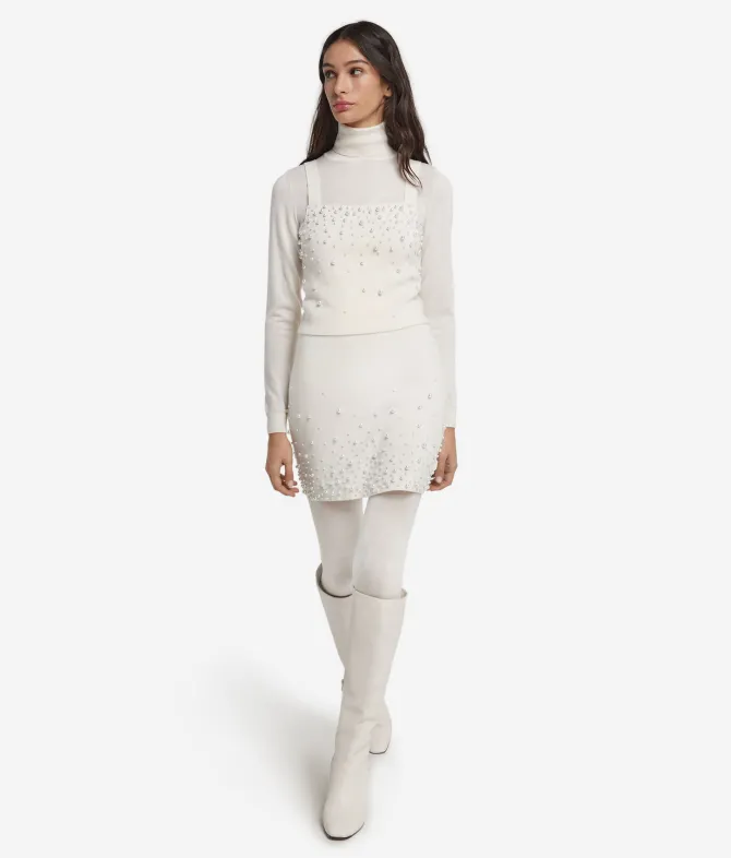 Top con perle in Cashmere Ultrasoft