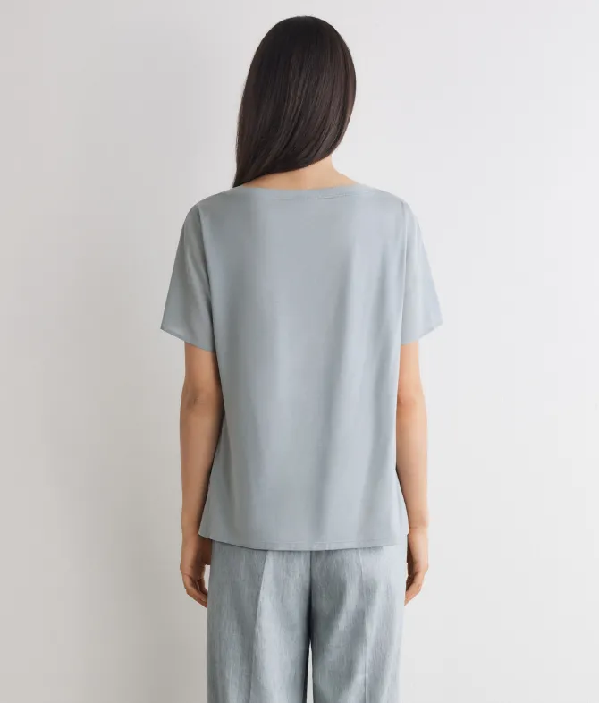 T-shirt barchetta in seta e modal