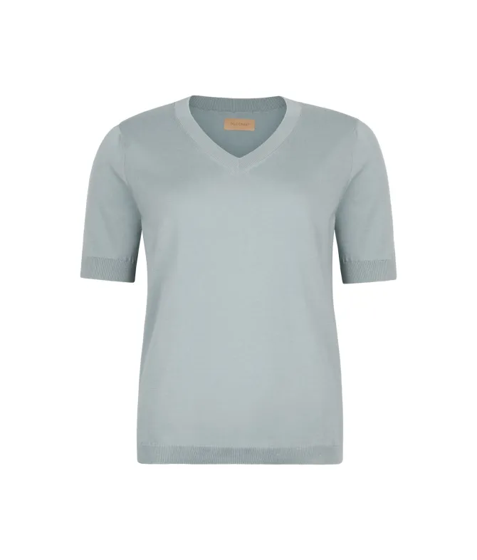 T-Shirt con scollo a V in cotone fresh