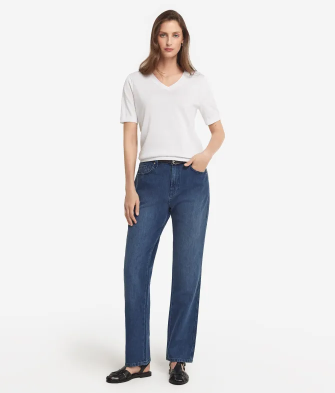 T-Shirt con scollo a V in cotone fresh