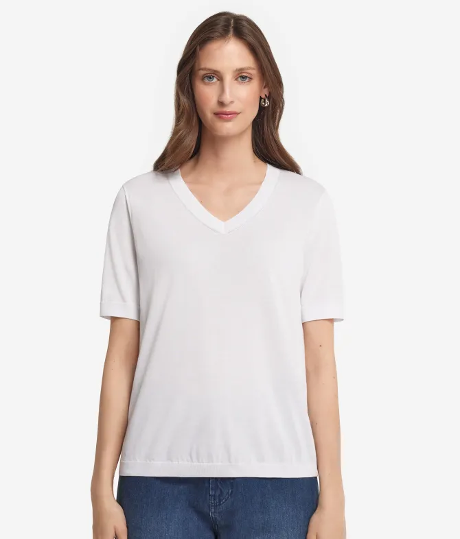 T-Shirt con scollo a V in cotone fresh