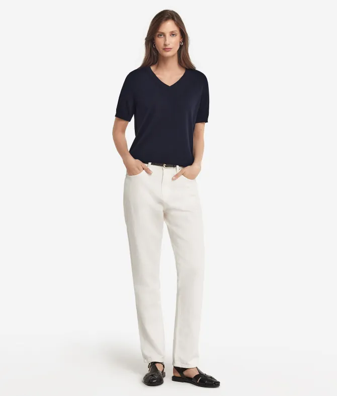 T-Shirt con scollo a V in cotone fresh