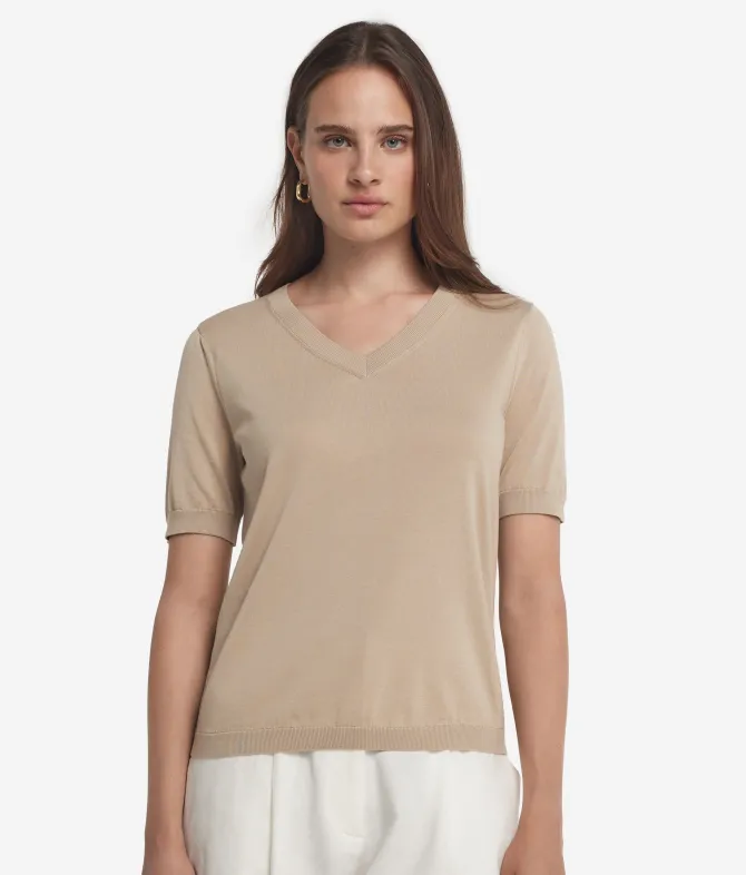 T-Shirt con scollo a V in cotone fresh