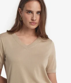 T-Shirt con scollo a V in cotone fresh