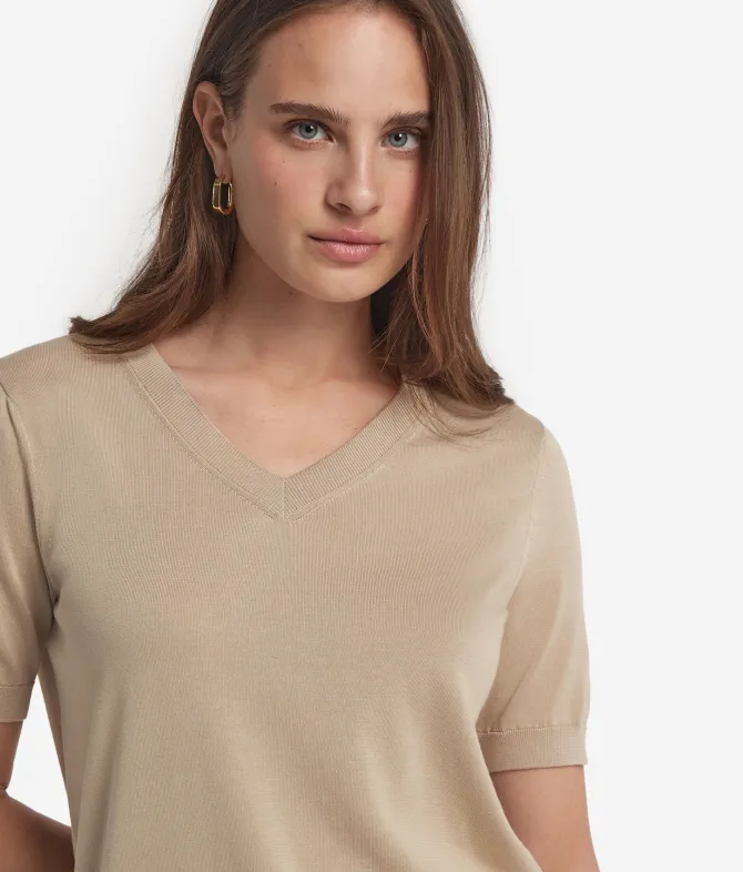 T-Shirt con scollo a V in cotone fresh