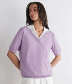 T-Shirt con scollo a V in cotone fresh