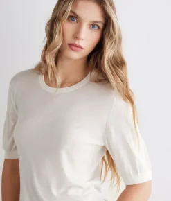 T-shirt girocollo in seta