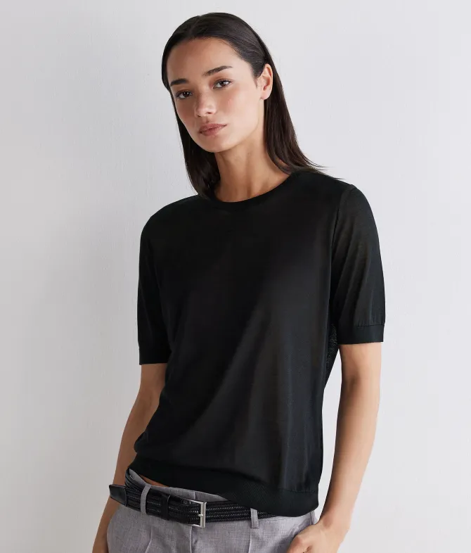 T-shirt girocollo in seta