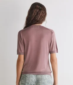 T-shirt girocollo in seta