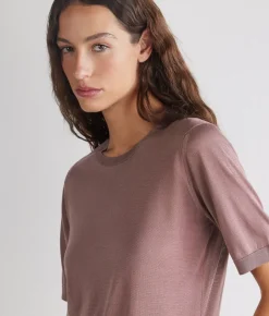 T-shirt girocollo in seta