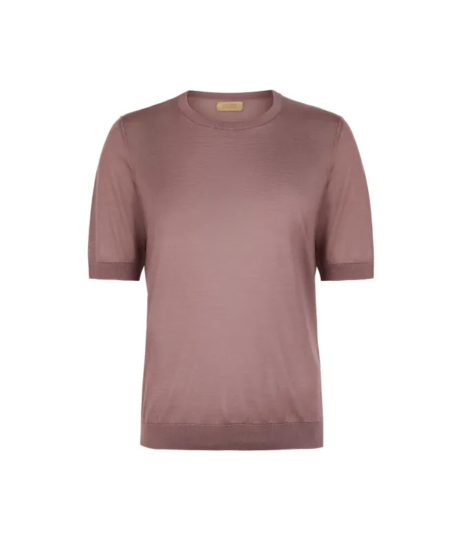 T-shirt girocollo in seta