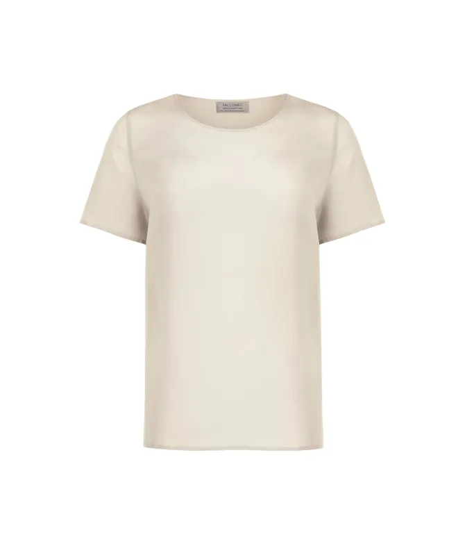 T-Shirt girocollo in seta e modal