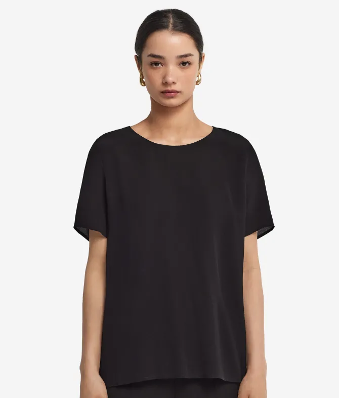 T-Shirt girocollo in seta e modal
