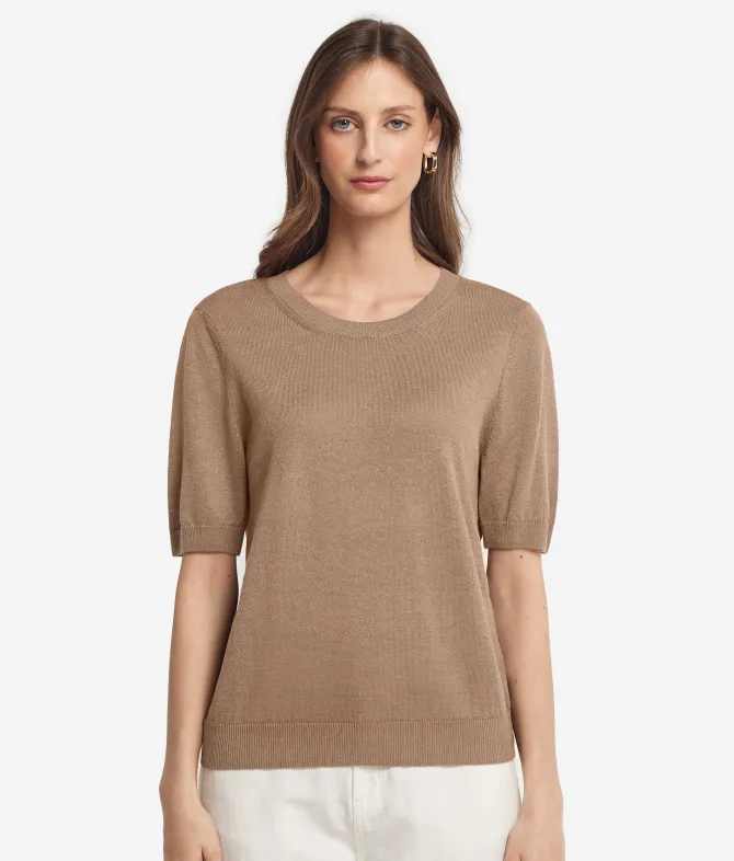 T-shirt girocollo lino e cotone