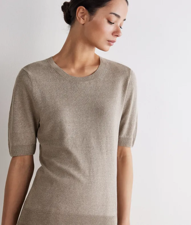 T-shirt girocollo lino e cotone