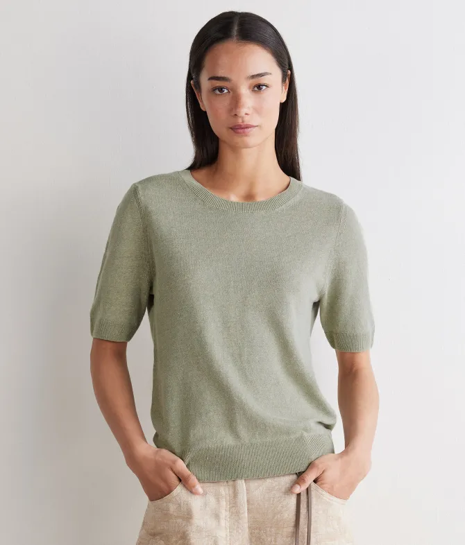 T-shirt girocollo lino e cotone