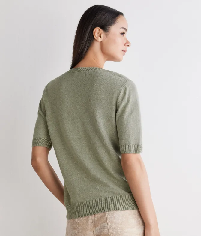 T-shirt girocollo lino e cotone