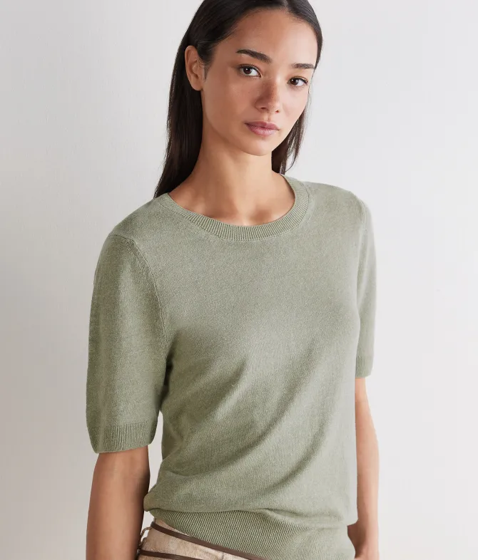 T-shirt girocollo lino e cotone
