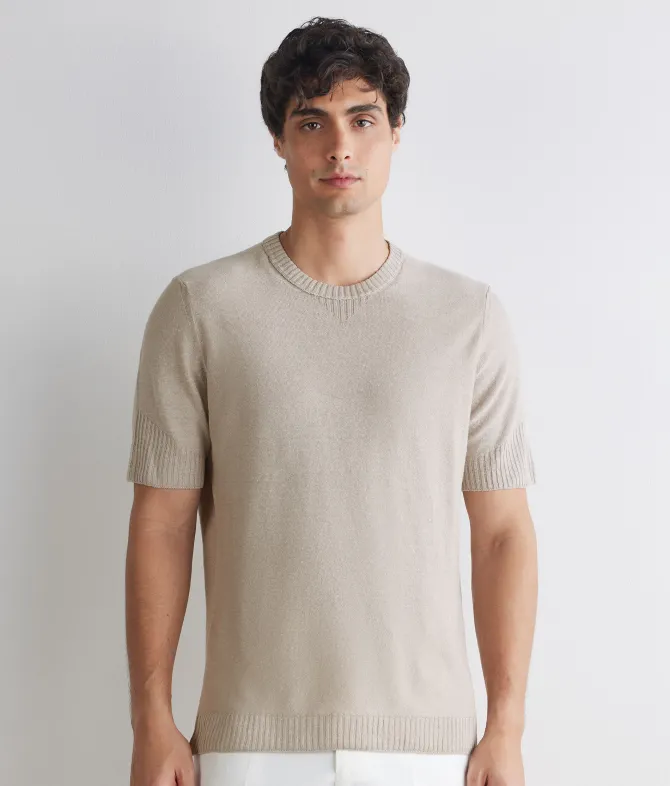 T-shirt motivo coste in lino e cotone